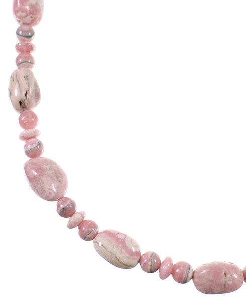 Rhodochrosite And Sterling Silver American Indian Bead Necklace WX59788